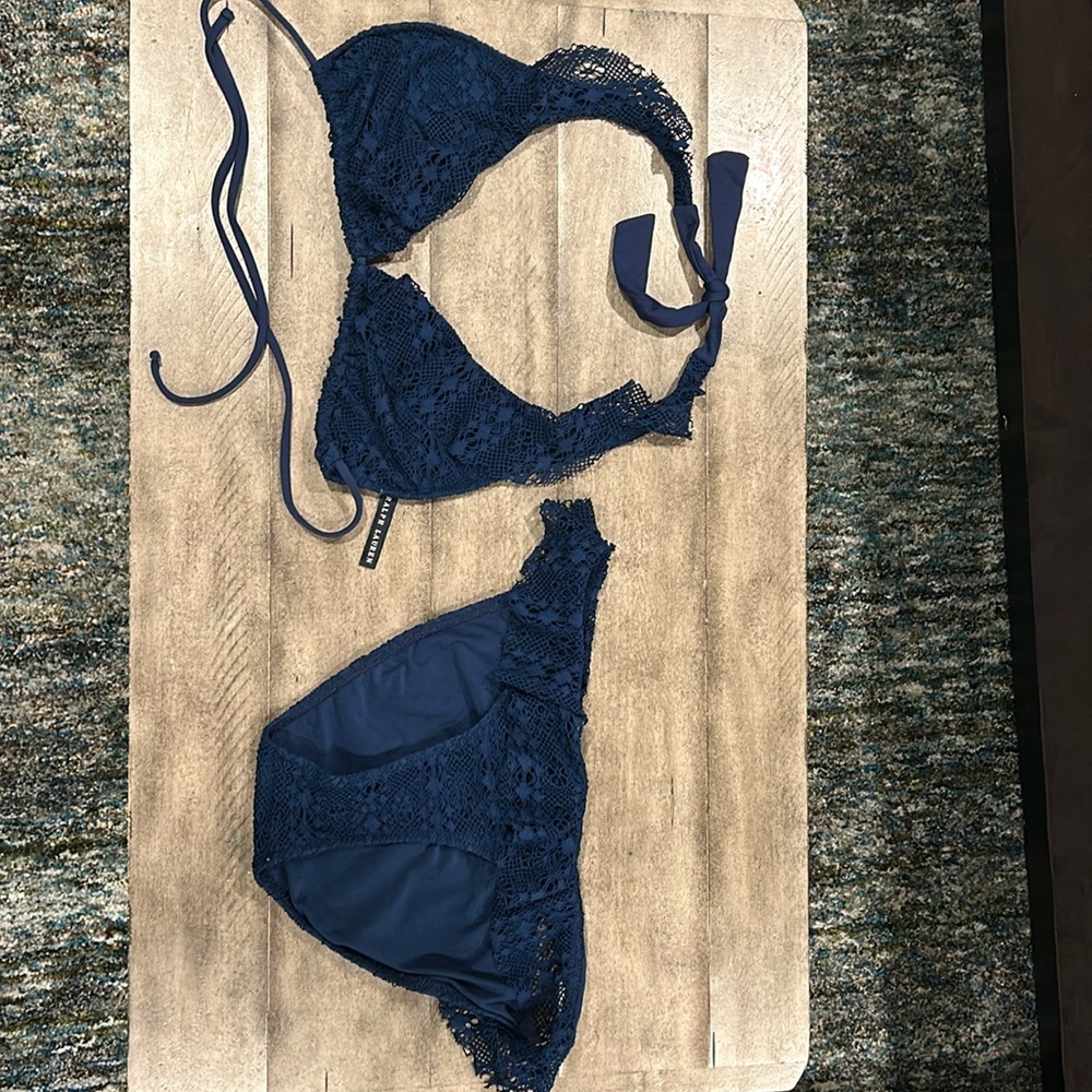 Bikini - Navy blue lace Ralph Lauren 2 piece swimsuit in size M